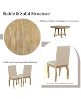 Streamdale Furniture 5-Piece Farmhouse Dining Table Set Wood Round Extendable Dining Table And 4 Upholstered Dining