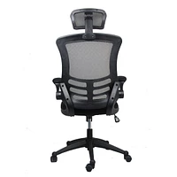 Modern High-Back Mesh Executive Office Chair With Headrest And Flip-Up Arms