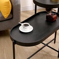 Streamdale Furniture 2-Tier Black Side Table With Storage Sofa Table For Living Room Metal Frame & Wooden Desk End Table