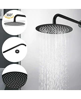 10" Matte Black Roud Rain Shower Head And Handheld Shower Head Set