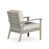 Deep Seat Eucalyptus Chair, Silver Gray Finish, Navy Cushions