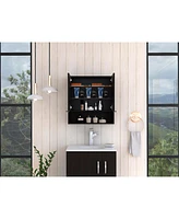 Jaspe Mirror Cabinet, Three Internal Shelves, One Open Shelf, Double Door Cabinet