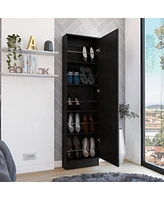 Streamdale Furniture Leto Xl Shoe Rack, Mirror, Five Interior Shelves, Single Door Cabinet - Black