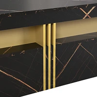 Modern Black Square Storage Coffee Table With 4 Drawers