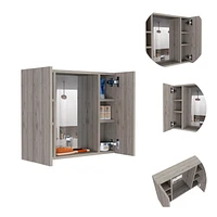 Artemisa Medicine Cabinet, Double Door, Mirror, One External Shelf - Light Gray