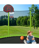 Streamdale Furniture 15FT Trampoline With Basketball Hoop Inflator And Ladder(Inner Safety Enclosure) Green