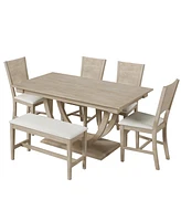 Streamdale Furniture 6-Piece Modern Dining Set with Long Bench