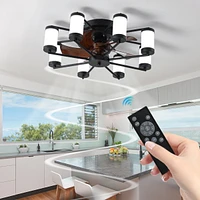 Windmill-Shaped 21.7" Ceiling Fan with Light & Remote - Black