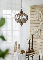 6-Light Farmhouse Wood Chandelier - Bulb Not Included