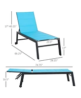 Streamdale Furniture Blue Outdoor Chaise Lounge with Recliner Mechanism