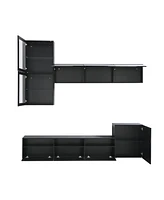 Streamdale Furniture High Gloss Tv Stand with Wall Mounted Cabinets