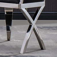 Streamdale Furniture Leatherette Unique Design Backrest Dining Chair With Stainless Steel Legs Set Of 2