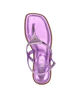 Guess Women's Rainey Logo Sqaure Toe T-Strap Flat Sandals