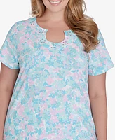 Hearts Of Palm Plus Size Spring Into Action Short Sleeve Top