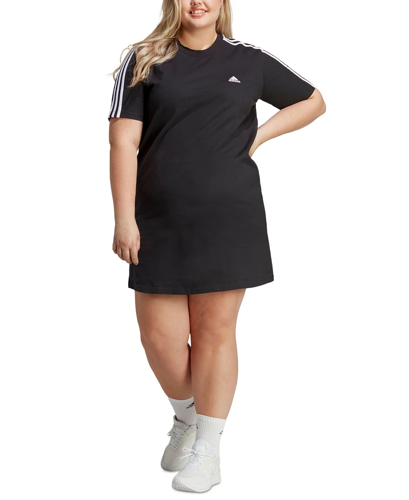 adidas Plus Essentials 3-Stripes Boyfriend T-Shirt Dress