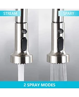 Streamdale Furniture Stainless Steel Pull Down Kitchen Faucet With Soap Dispenser Brushed Nickel