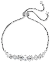 Eliot Danori Silver-Tone Mixed Cubic Zirconia Cluster Slider Bracelet, Created for Macy's