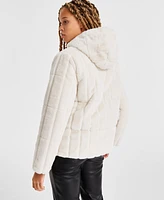 Maralyn & Me Juniors' Reversible Faux-Fur Quilted Coat