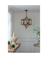 Streamdale Furniture Wood Drum Chandelier, Adjustable Chain, Bulb Not Included