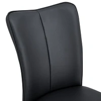 Modern minimalist dining chairs, black Pu leather curved backrest and cushion, black metal semi matte chair legs, suitable for restaurants, bedrooms,