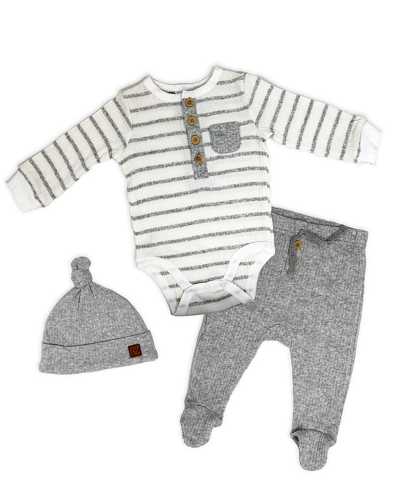 Baby Mode Boys Take Me Home 3 Piece Layette Set, Heather Stripes