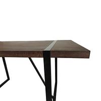 55" Rustic Industrial Mdf Walnut Dining Table