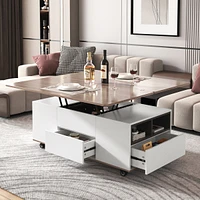 Modern Lift Top Coffee Table Multi Functional Table With 3 Drawers