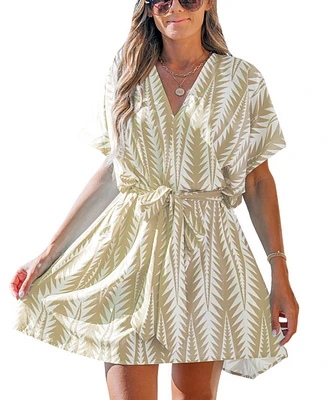 Cupshe Women's Sash Belted Geo Print Mini Beach Dress