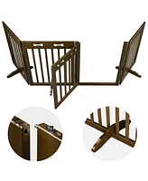 80"x24" 4 Panel Folding Pet Gate Wooden Dog Fence Baby Safety Gate Playpen Barrier 3 Feet