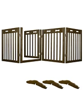 Yescom 80"x24" 4 Panel Folding Pet Gate Wooden Dog Fence Baby Safety Gate Playpen Barrier 3 Feet