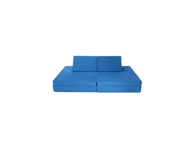 Slickblue 4-Piece Convertible Kids Couch Set with 2 Folding Mats