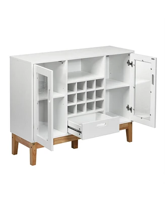 Slickblue Wood Wine Storage Cabinet Sideboard Console Buffet Server-White