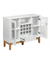 Slickblue Wood Wine Storage Cabinet Sideboard Console Buffet Server-White