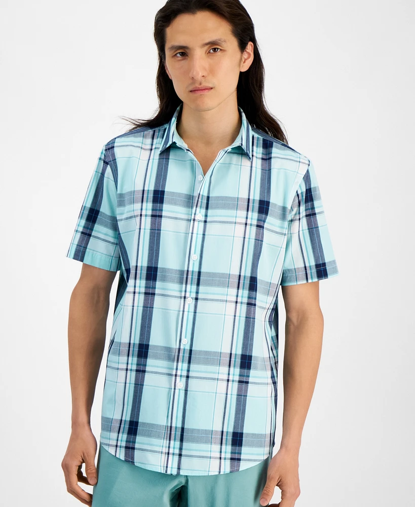 Club Room Men's Short Sleeve Printed Shirt, Created for Macy's