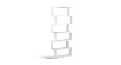 Slickblue 6-Tier S-Shaped Bookcase Z-Shelf Style Storage Bookshelf