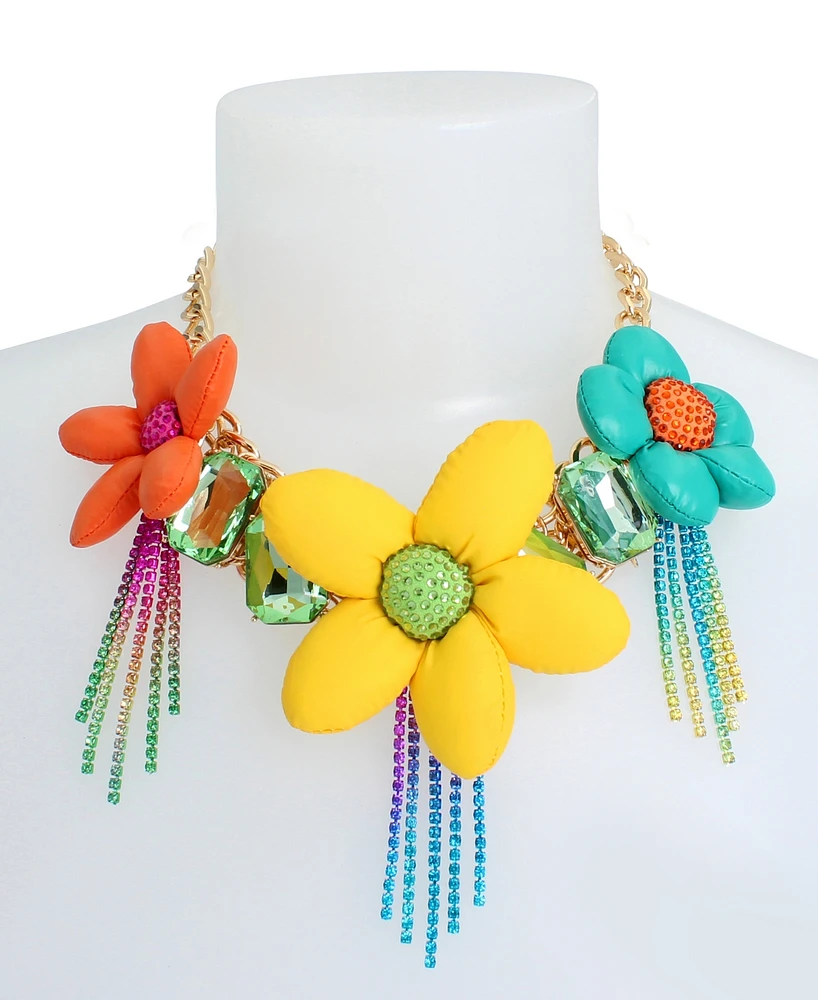 Betsey Johnson Faux Stone Statement Flower Necklace