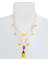 Betsey Johnson Faux Stone Fruit Charm Layered Necklace