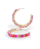 Betsey Johnson Faux Stone Baguette Hoop Earrings - Multi