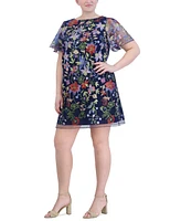 Jessica Howard Plus Size Printed Boat-Neck Shift Dress