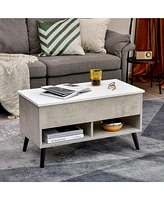 Slickblue 31.5 Inch Lift Top Coffee Table with Hidden Compartment and 2 Storage Shelves