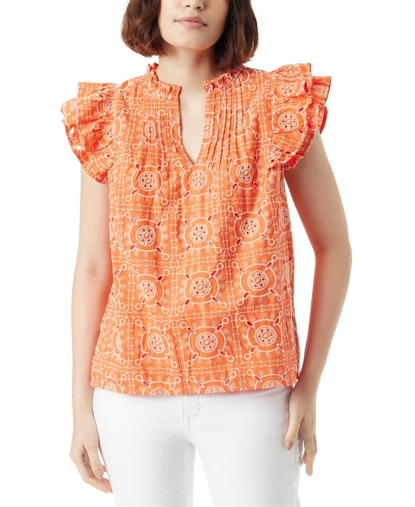 Sam Edelman Women's Rey Cotton Ruffle-Sleeve Blouse