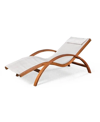 Blue Wave Bentwood Breeze Luxury Lounger with Wood Frame, Champagne