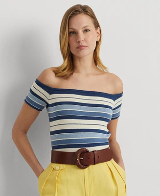 Lauren Ralph Women's Striped Off-The-Shoulder Sweater