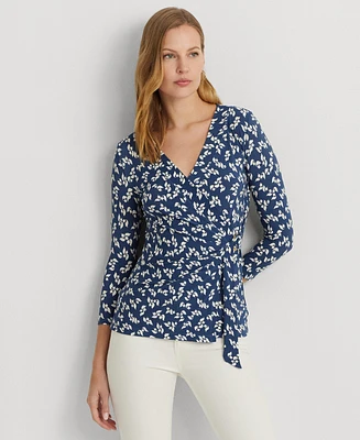 Lauren Ralph Women's Floral Faux-Wrap Top