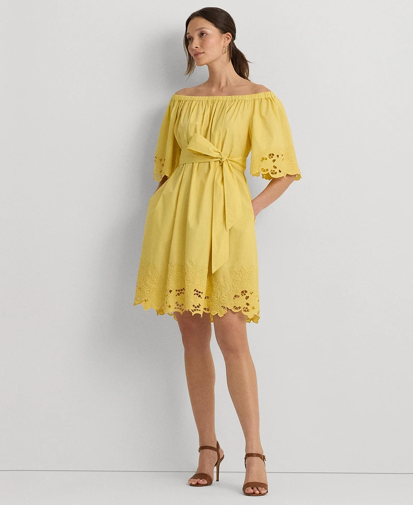 Lauren Ralph Women's Cotton Off-The-Shoulder Dress