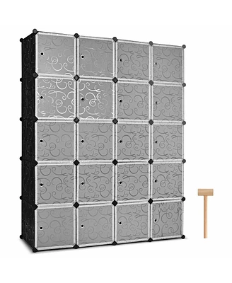 Slickblue 20-Cube Diy Plastic Cube Storage Organizer with Doors