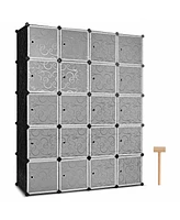 Slickblue 20-Cube Diy Plastic Cube Storage Organizer with Doors