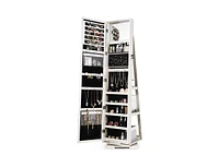 Slickblue 360° Rotatable 2-in-1 Lockable Jewelry Cabinet with Full-Length Mirror