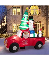 Slickblue 8 Feet Wide Inflatable Santa Claus Driving a Car with Led and Air Blower