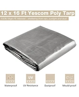 Yescom 2 Pack 12x16 Ft Waterproof Poly Tarp 10-mil Heavy Duty Protect Cover Tarpaulin